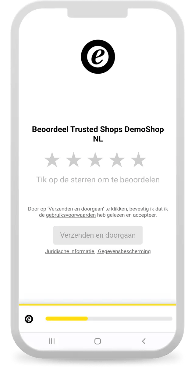 Eerste stap in het proces van beoordelingen achterlaten via Trusted Shops