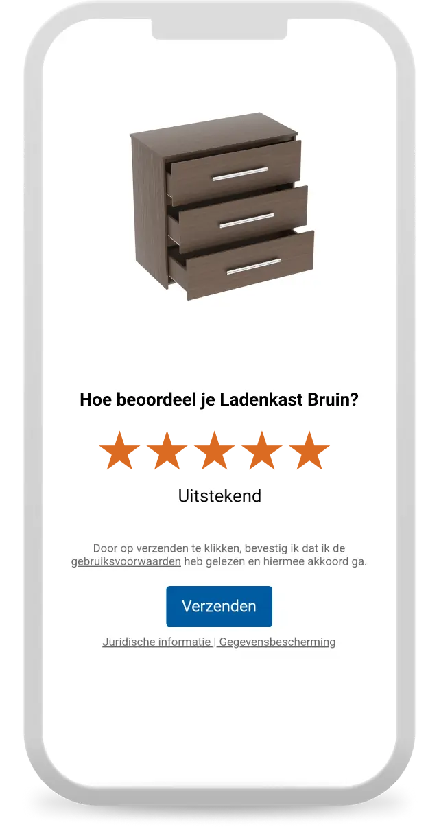 Voorbeeld achterlaten productbeoordeling bij Trusted Shops