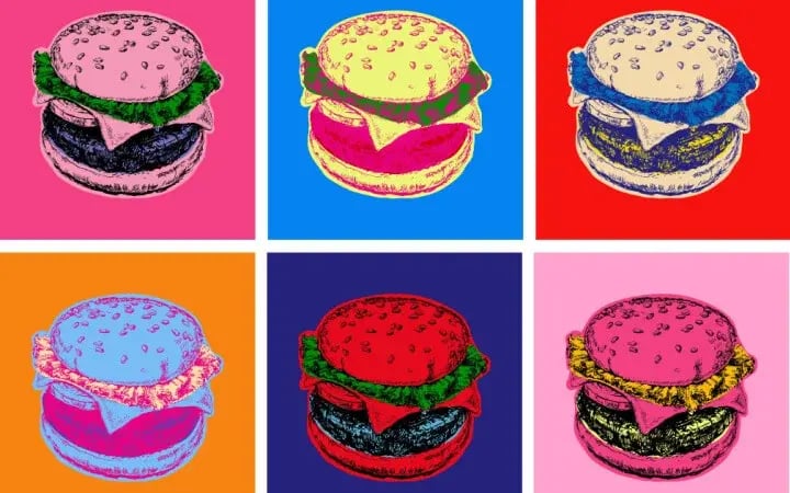 Hamburgers in verschillende kleuren