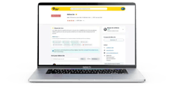 Bedrijfsprofiel van deloox.be op Trusted Shops, weergegeven op een laptop. Het scherm toont het Deloox‑logo, klantbeoordelingen met 4,49 sterren, reviews, Trustbadge en informatie over betrouwbaarheid en kopersbescherming.
