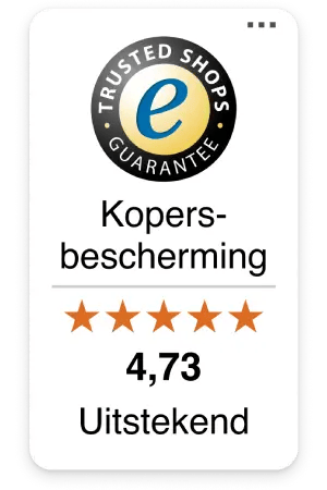 Trusted Shops Trustbadge van Garten & Freizeit, juli 2024. Keurmerk met kopersbescherming, vijf sterren en gemiddelde beoordeling 4,73 met label ‘Uitstekend’, gebruikt als betrouwbaarheidsbewijs op de webshop.