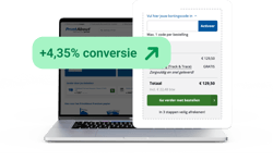 Screenshot van de checkout van PrintAbout met 4,35% conversiestijging