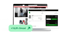 Screenshot van de checkout-pagina van UrbanCity. Tekst: +16,8% omzet