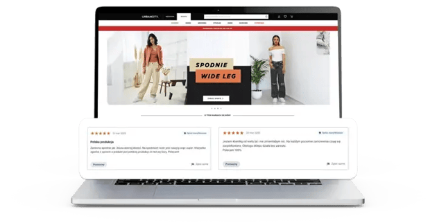 Screenshot van de UrbanCity site en beoordelingen in het Pools