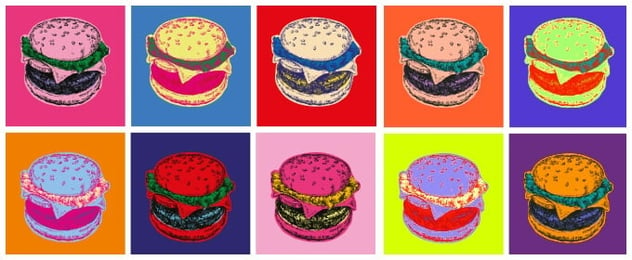 Hamburgers in verschillende kleuren
