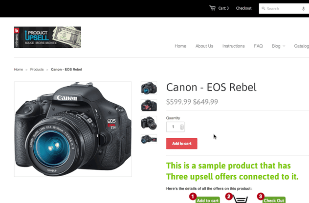 Upselling van canon camera
