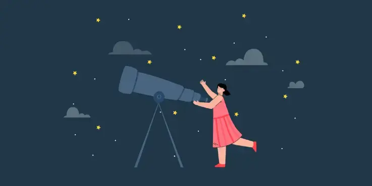 Afbeelding van een vrouw die naar sterren kijkt