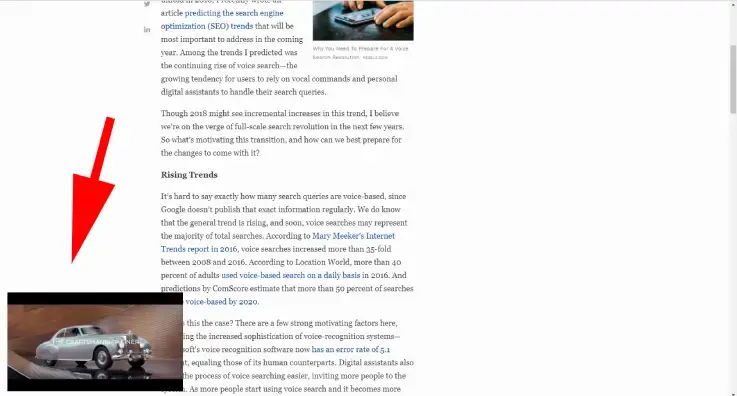 Voorbeeld van floating-advertenties