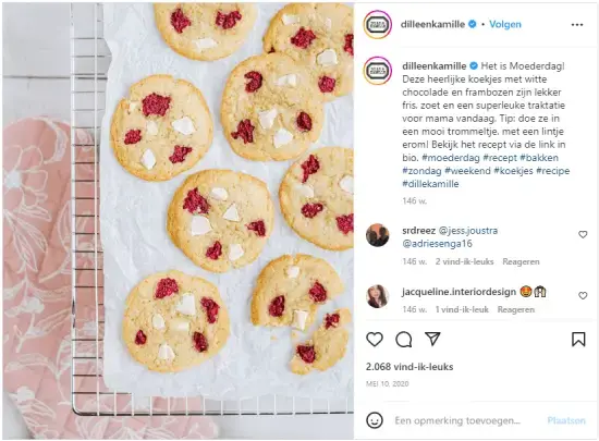 Screenshot van een Instagram-bericht van Dille & Kamille voor Moederdag