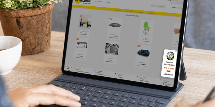 Foto van een site met het Trusted Shops Keurmerk met kopersbescherming