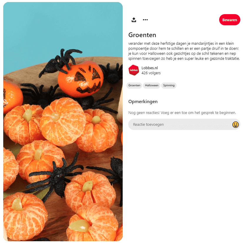Screenshot van herfst-marketing van Lobbes op Pinterest