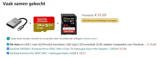 Voorbeeld van cross-selling op Amazon