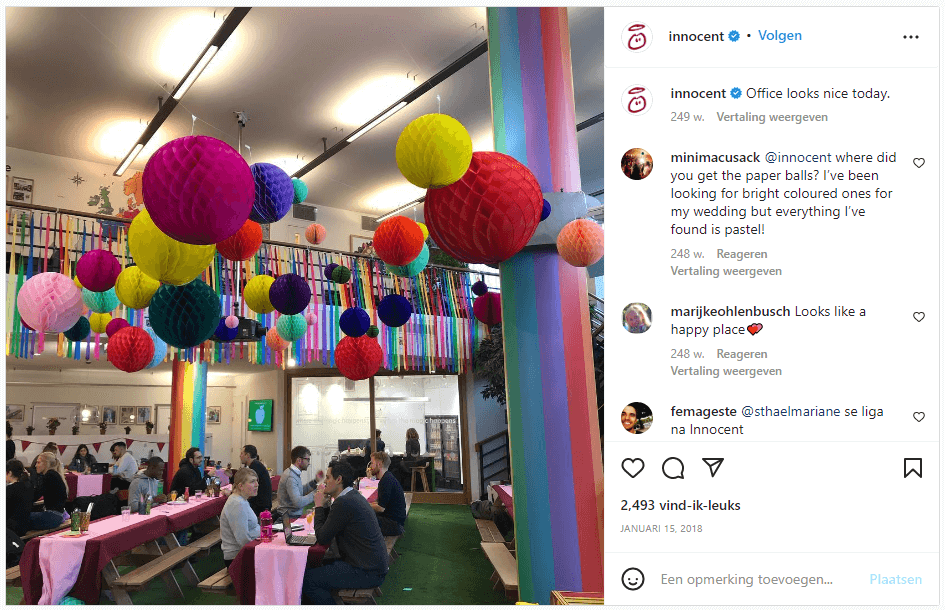 Innocent laat hun versierde kantoor zien op Instagram