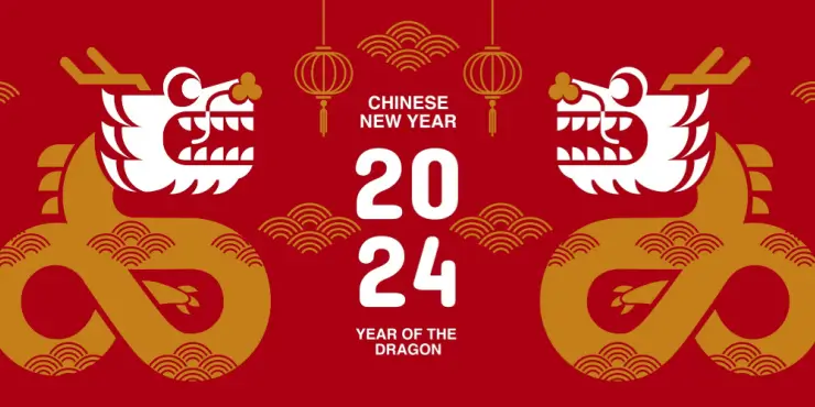 Afbeelding van draken voor het Chinese Nieuwjaar 2024