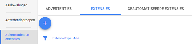 Google Ads Menu Extensies